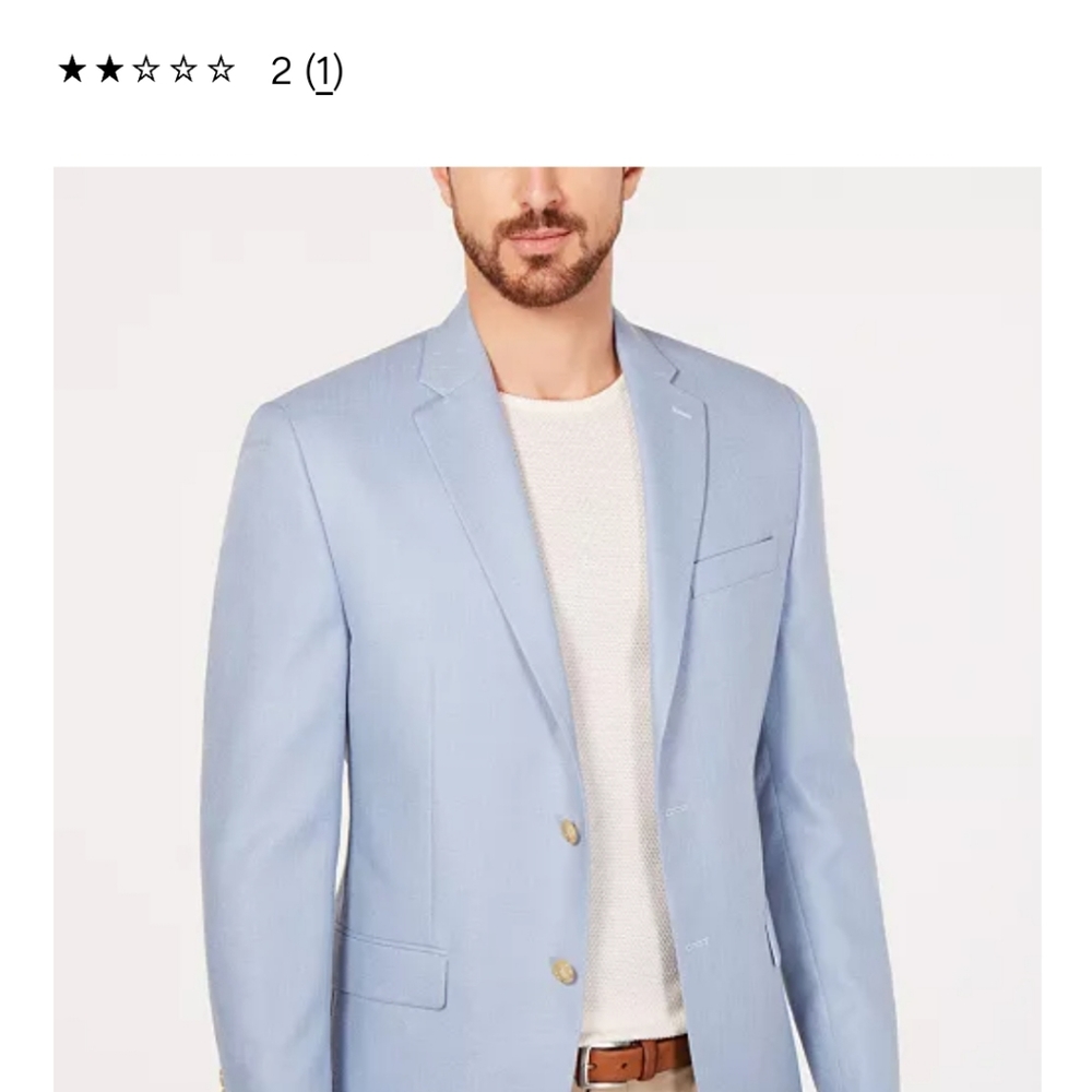 Men's Classic/Regular Fit UltraFlex Light Blue Sport Coat Size 44L